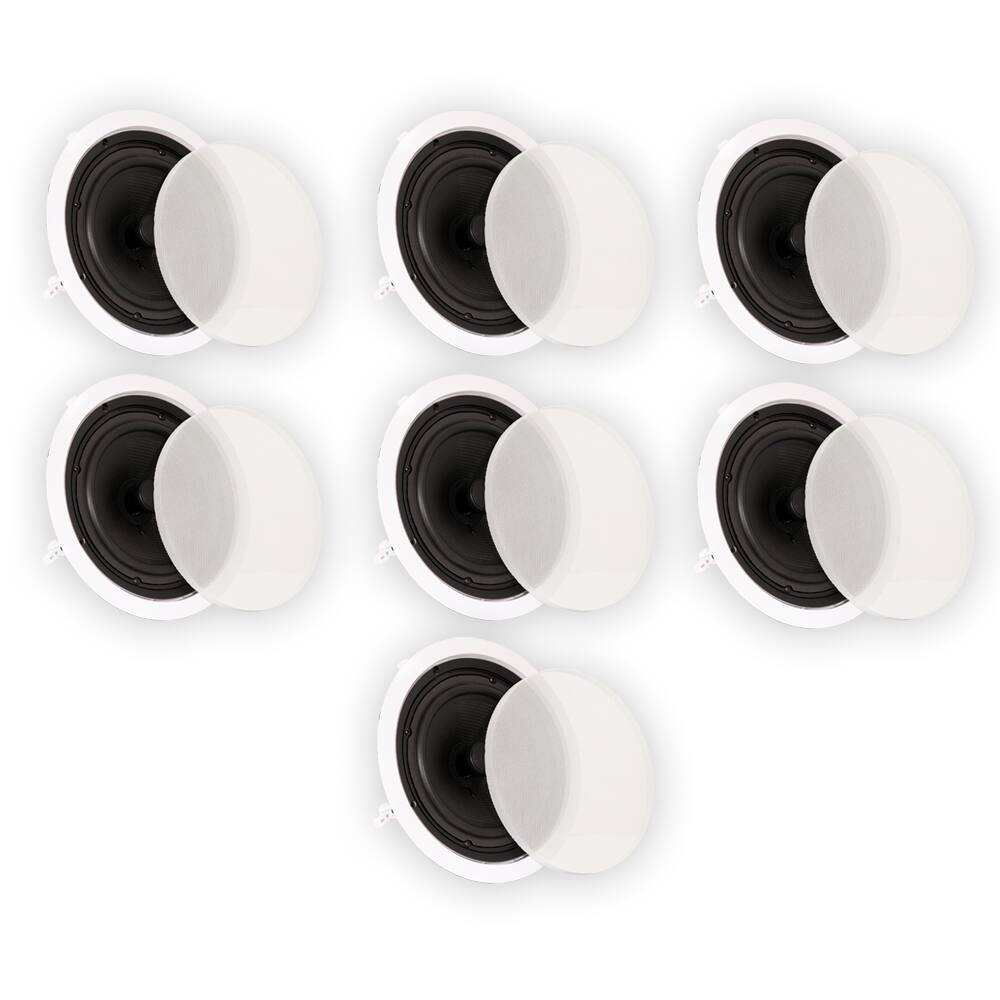 Front. Theater Solutions by Goldwood - TS80C in Ceiling 8" Speakers Surround Sound Home Theater 7 Piece Speaker Set - Paintable White.