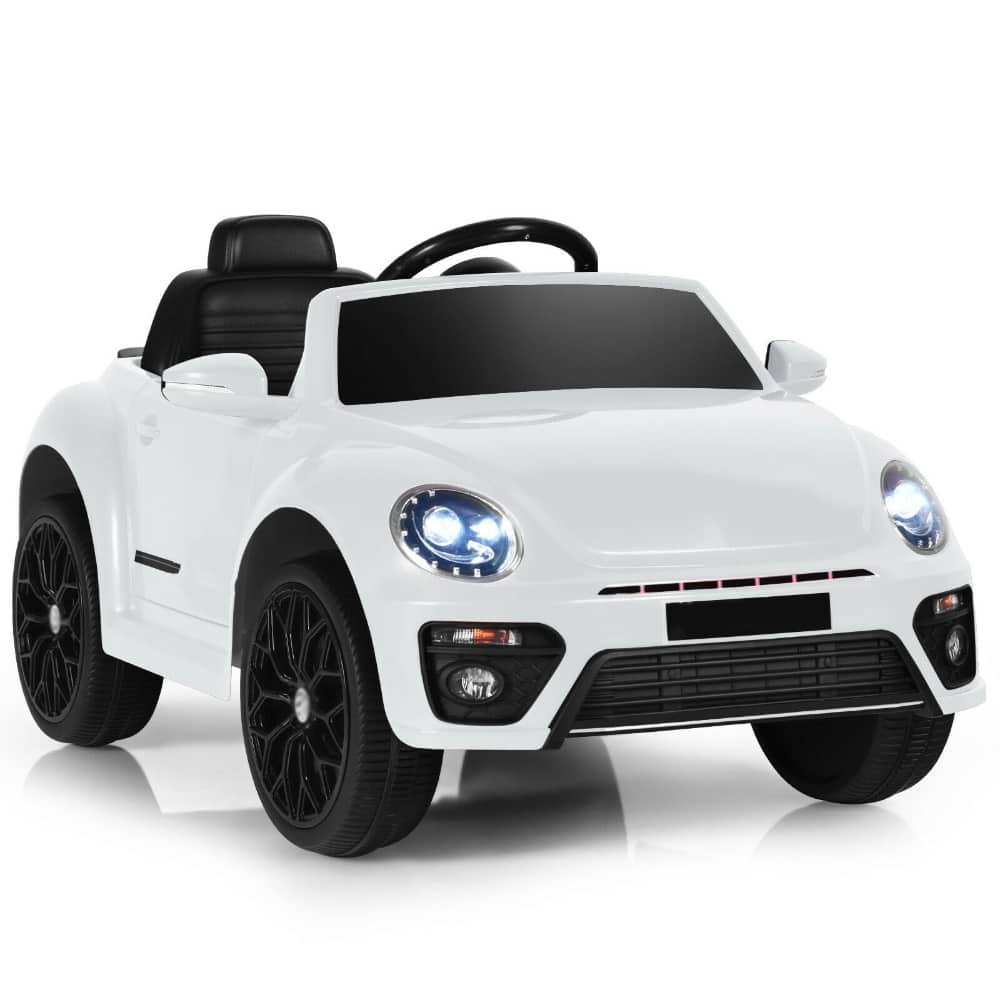SlickBlue - Electric Kids Car Volkswagen Beetle with Remote Control, Fun Ride-On Toy - White