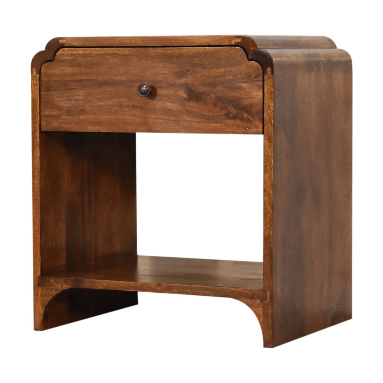 Angle. Artisan Furniture - Artisan Furniture Solid Wood Newton Nightstand, 1 Drawer, 1 Open Shelf, Brown - Chestnut.
