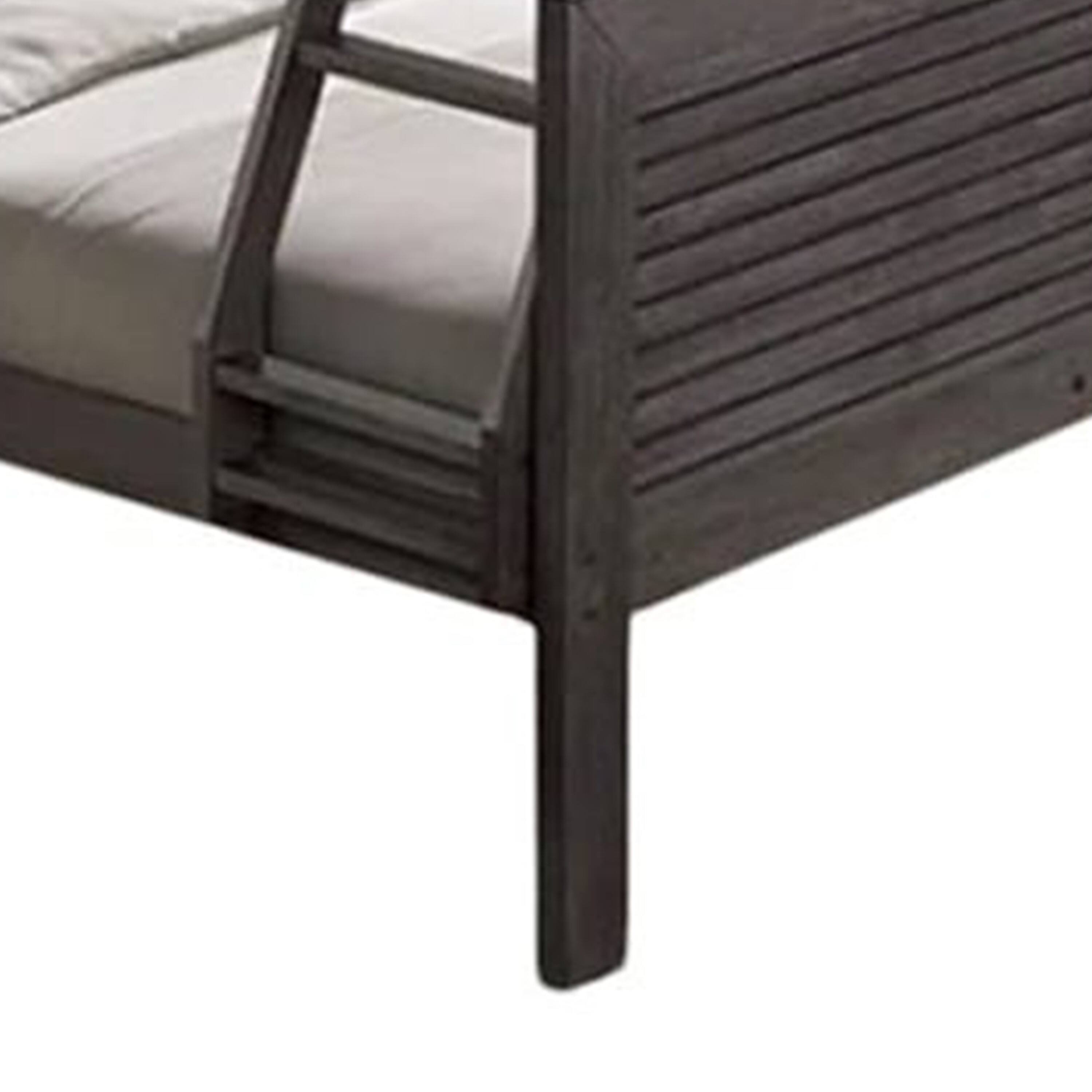Alt View 3. Manhattan Lane - Wexo Twin over Full Bunk Bed, Charcoal Brown Slat Design and Ladder - Charcoal Brown.