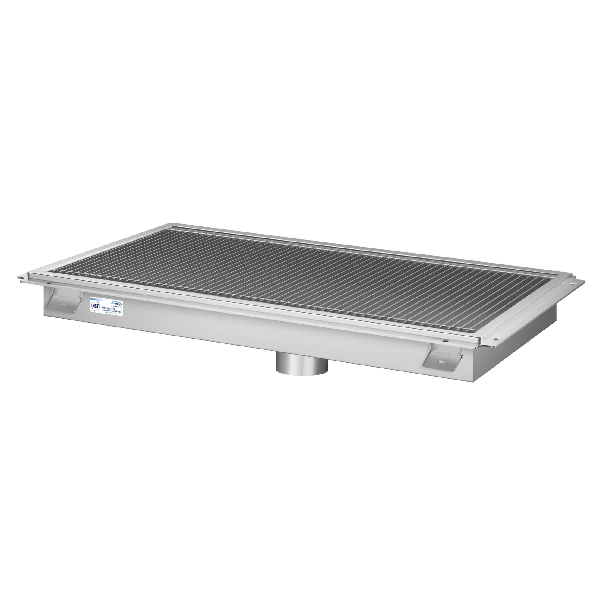 Front. Koolmore - 18" x 36" Stainless Steel Floor Trough Drain, 14-Gauge with Subway-Style Grating & Removable Drain Basket, NSF Listed - Stainless-Steel.