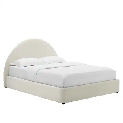 Front. Modway - Resort Performance Velvet Arched Round Full Platform Bed - White.