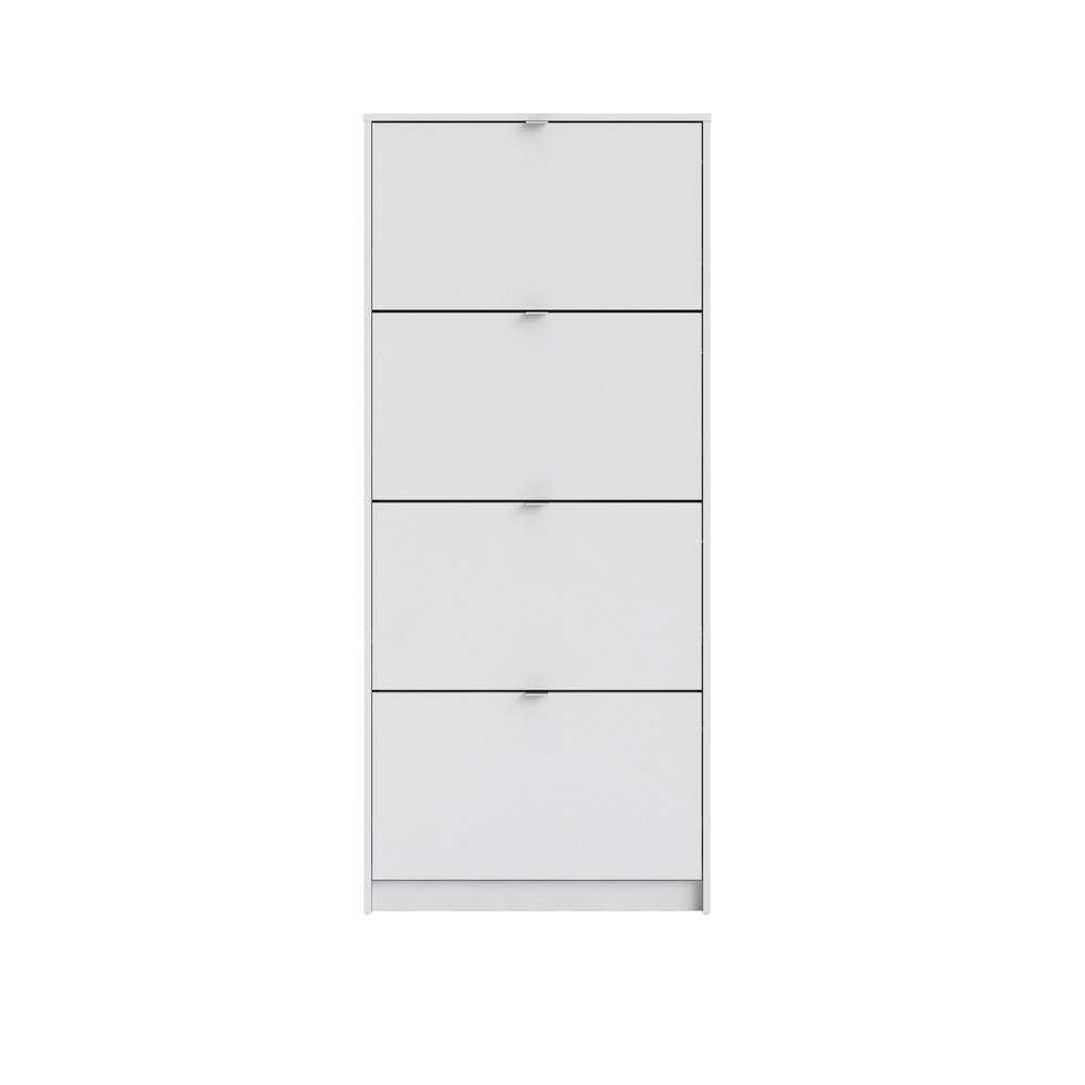Front. Tvilum - Bright 4 Drawer Shoe Cabinet - White.