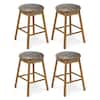 Front. Gymax - Gymax 25'' Swivel Counter Height Barstools Set of 4 w/Solid Wood Legs and Footrests - Grey.
