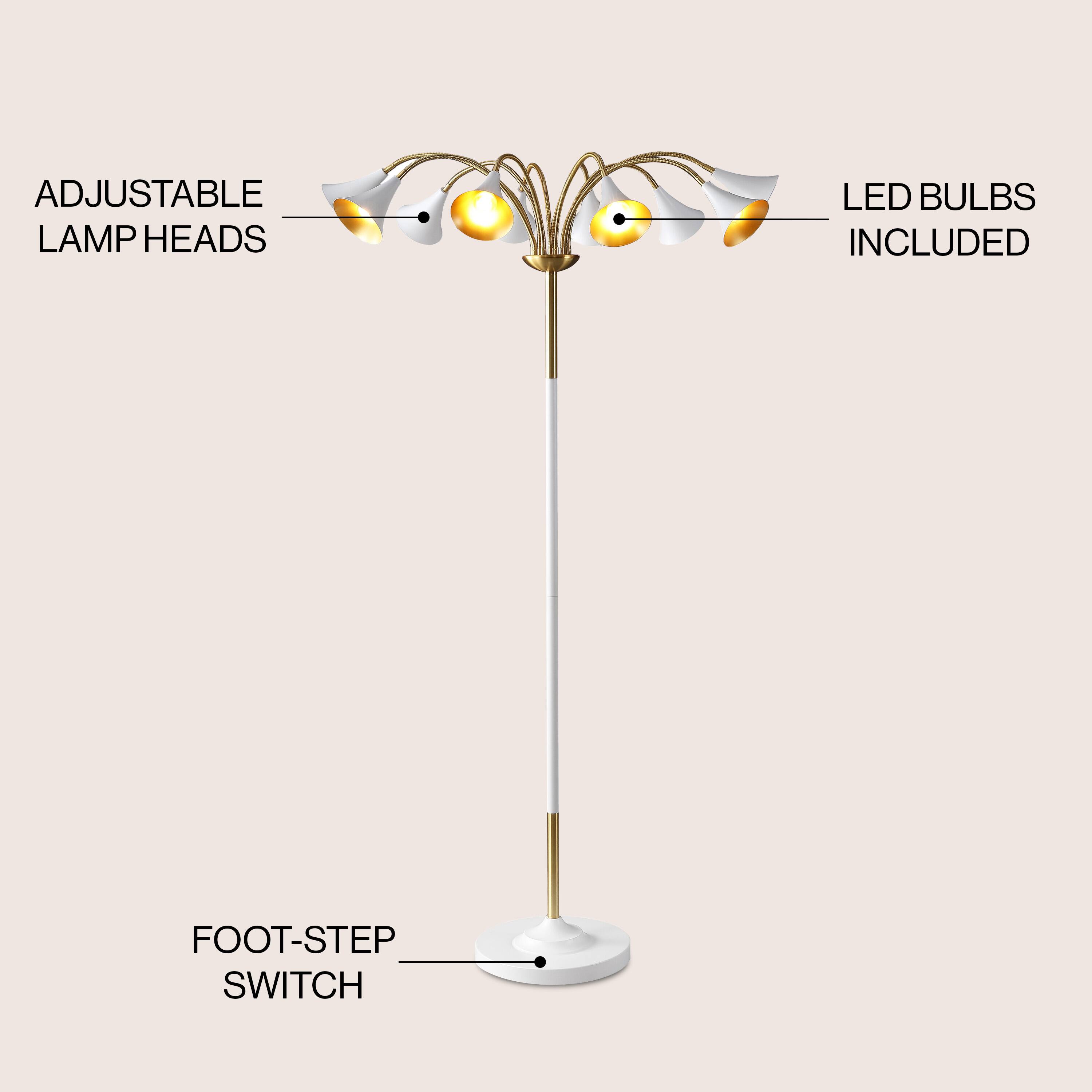 ADJUSTABLE LAMP HEADS  
LED BULBS INCLUDED  
FOOT-STEP SWITCH