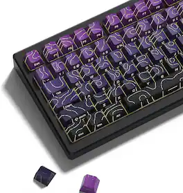 Womier - Double Shot PBT keycaps,Topographic Keys Cherry Profile Key caps for All US Layout Mechanical Keyboardd - Purple