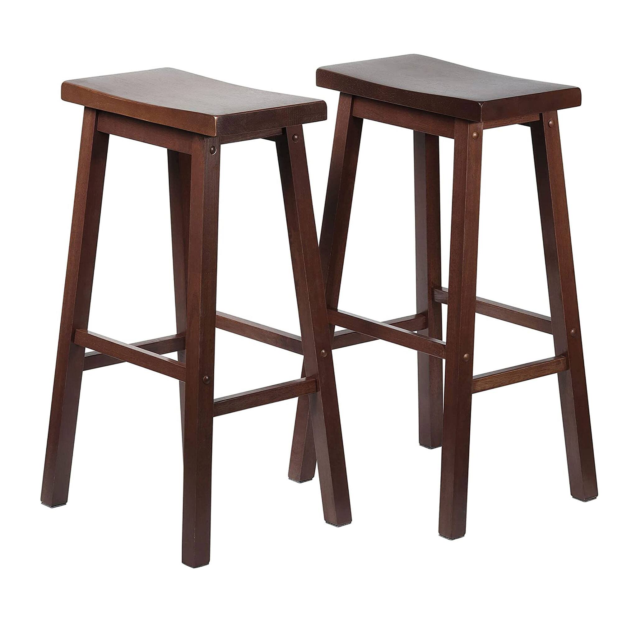 Alt View 10. PJ Wood - PJ Wood Classic Saddle Seat 29" Tall Kitchen Counter Stools, Walnut (Set of 4) - Walnut.