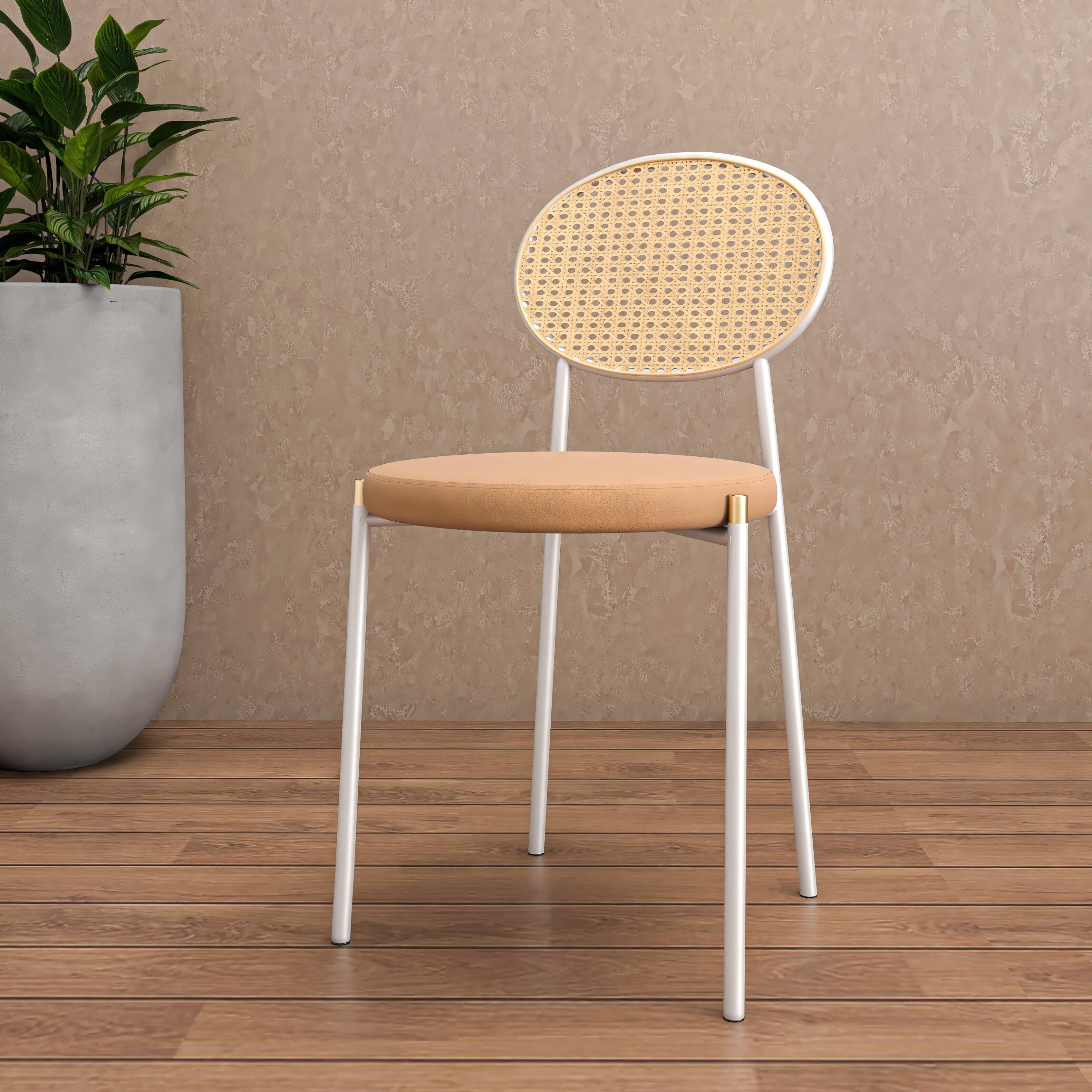 Left. LeisureMod - Euston 2-PCS Contemporary Accent Dining Chair with Velvet Cushion Seat & Rust-Resistant Metal Frame - Brown.