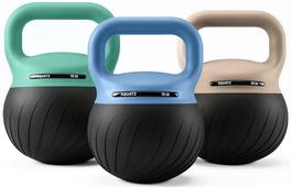 Pyle - Squatz Soft Drop Kettlebell Set for Home Gym Strength Training - Cushioned Base Kettlebell Set with Wide Grip Handle - Assorted