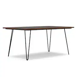 Simpli Home - Hunter SOLID MANGO WOOD and Metal 66 inch x 40 inch Rectangle Industrial Dining Table - Umber Brown