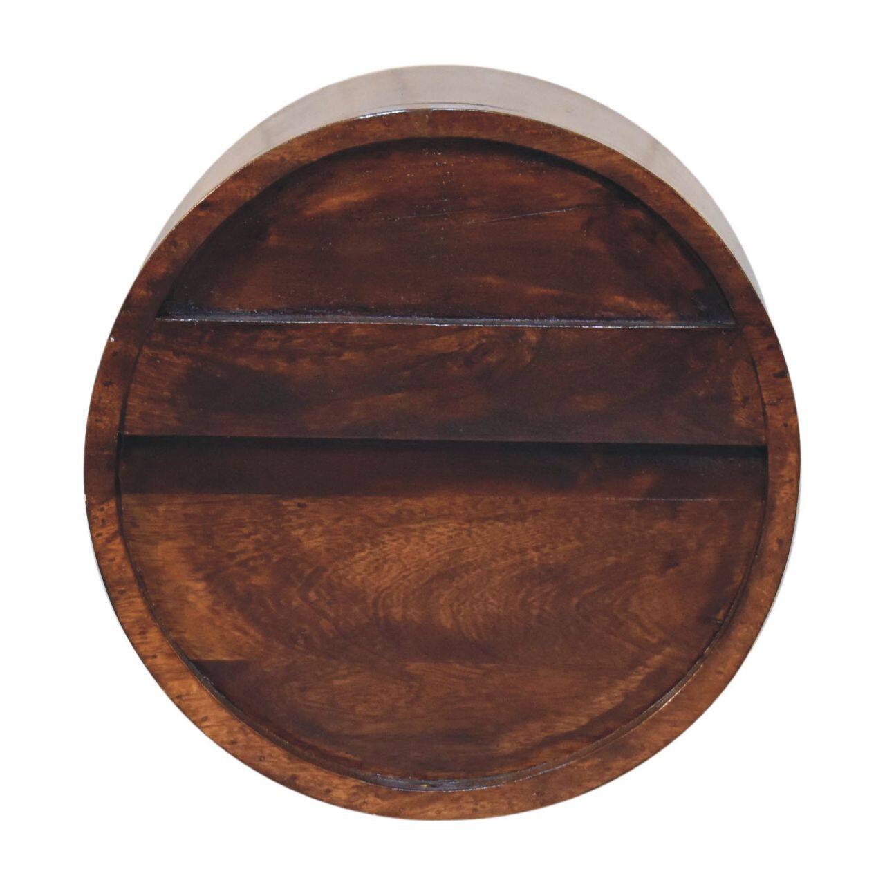 Alt View 5. Artisan Furniture - Artisan Furniture Solid Wood Floating Circle Chestnut Bedside, 1 Drawer, 1 Open Slot, Dark Brown - Chestnut.