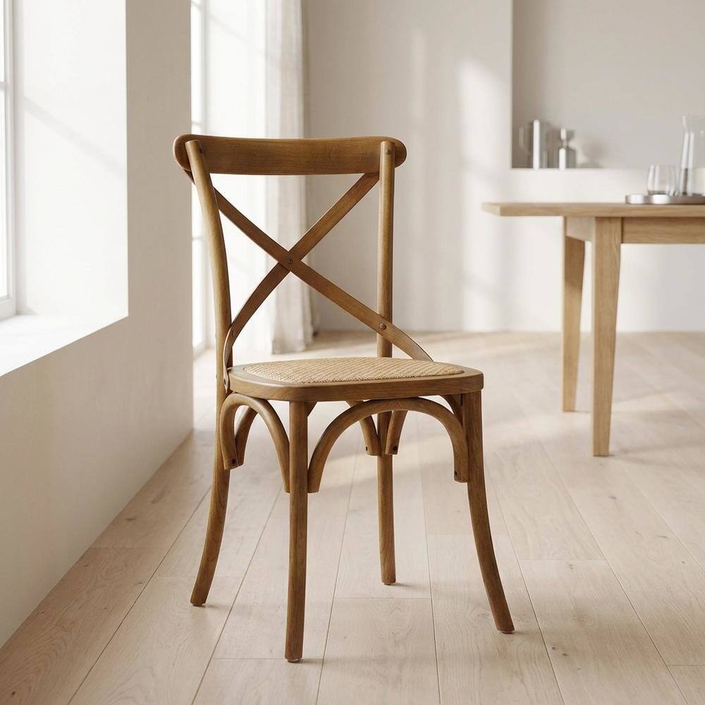 Angle. FurniFact - Bicast Leather Dining Side Chair with Comfortable Seat and Modern Design - Brown.