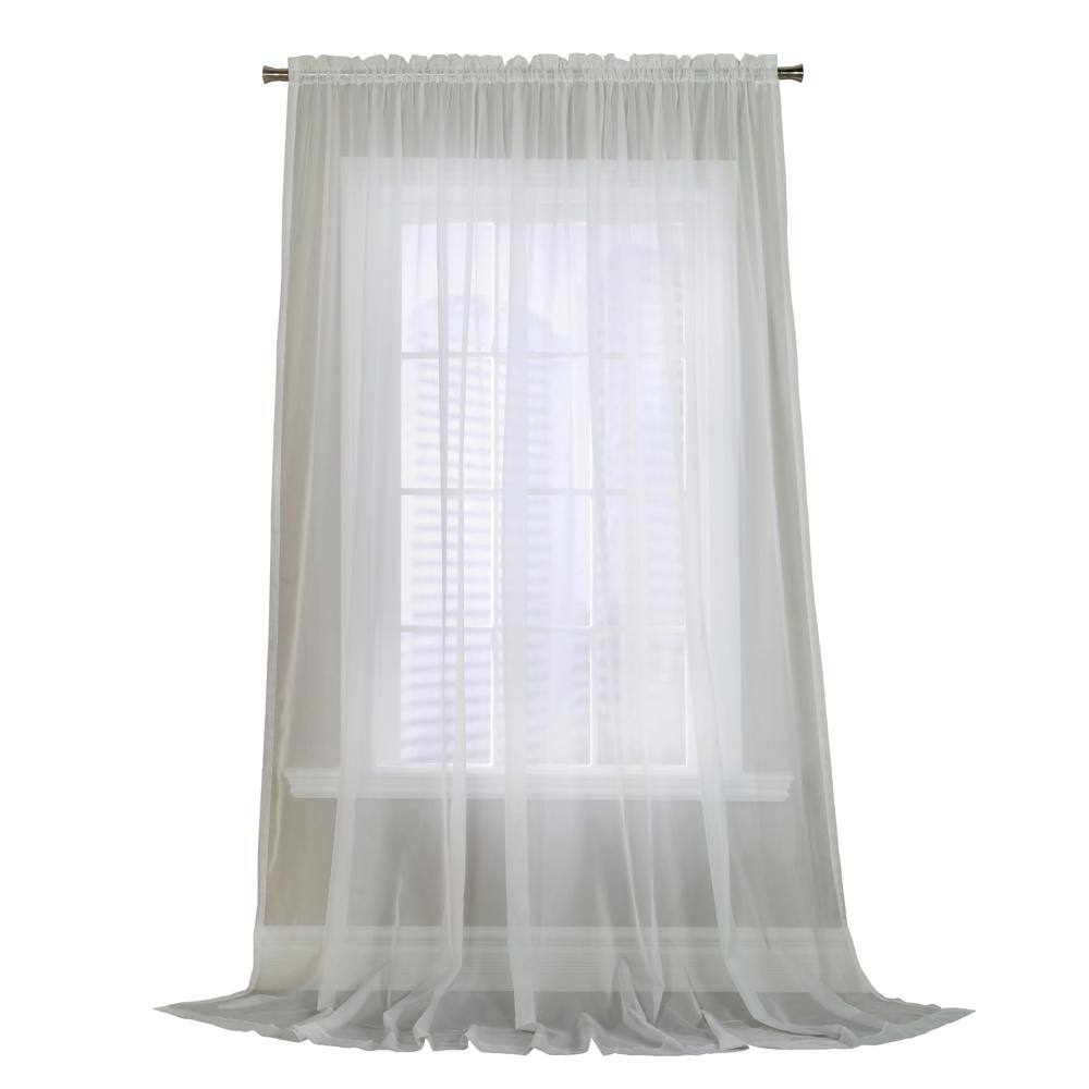 Angle. Commonwealth Home Fashions - Habitat Rhapsody Voile Sheer Sheer Texture and Rod Pocket Light Filtering Curtain Panel 104" x 63" White - White.