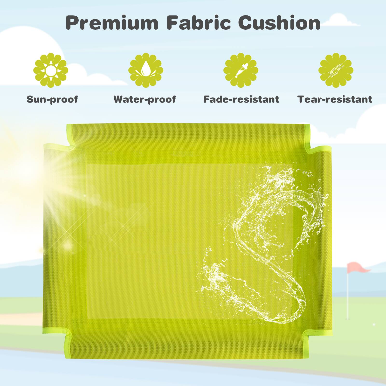 Premium Fabric Cushion

- Sun-proof
- Water-proof
- Fade-resistant
- Tear-resistant