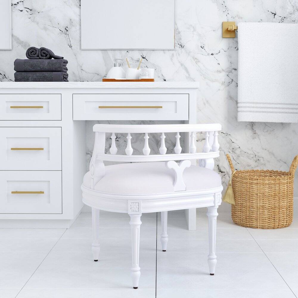 Alt View 6. Butler Specialty - Hathaway Upholstered 22.5"W Vanity Seat - White.