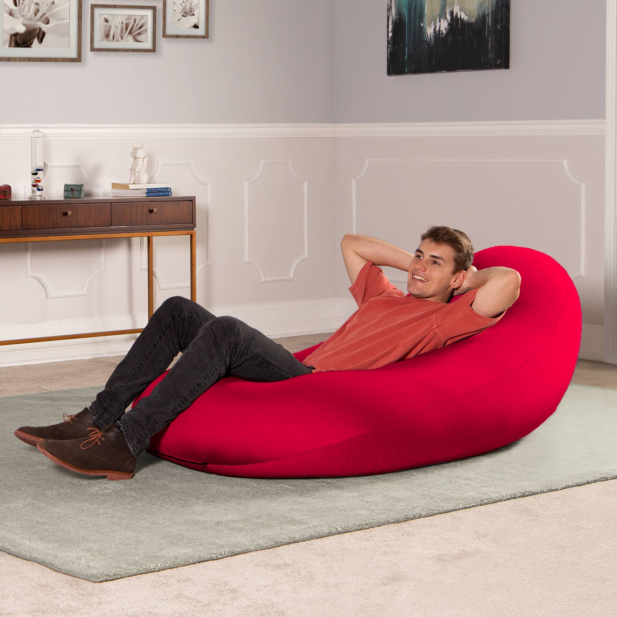 Alt View 2. Jaxx - Nimbus Spandex Bean Bag Chair, Large, Cardinal - Cardinal.