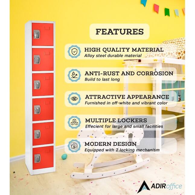 FEATURES

HIGH QUALITY MATERIAL
Alloy steel durable material

ANTI-RUST AND CORROSION
Build to last long

ATTRACTIVE APPEARANCE
Furnished in off-white and vibrant color

MULTIPLE LOCKERS
Effecient for large and small facilities

MODERN DESIGN
Equipped with 2 locking mechanism

ADIRoffice