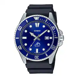 Casio - Men's Dive Watch with Blue Dial - MDV-106B-2AV - Black