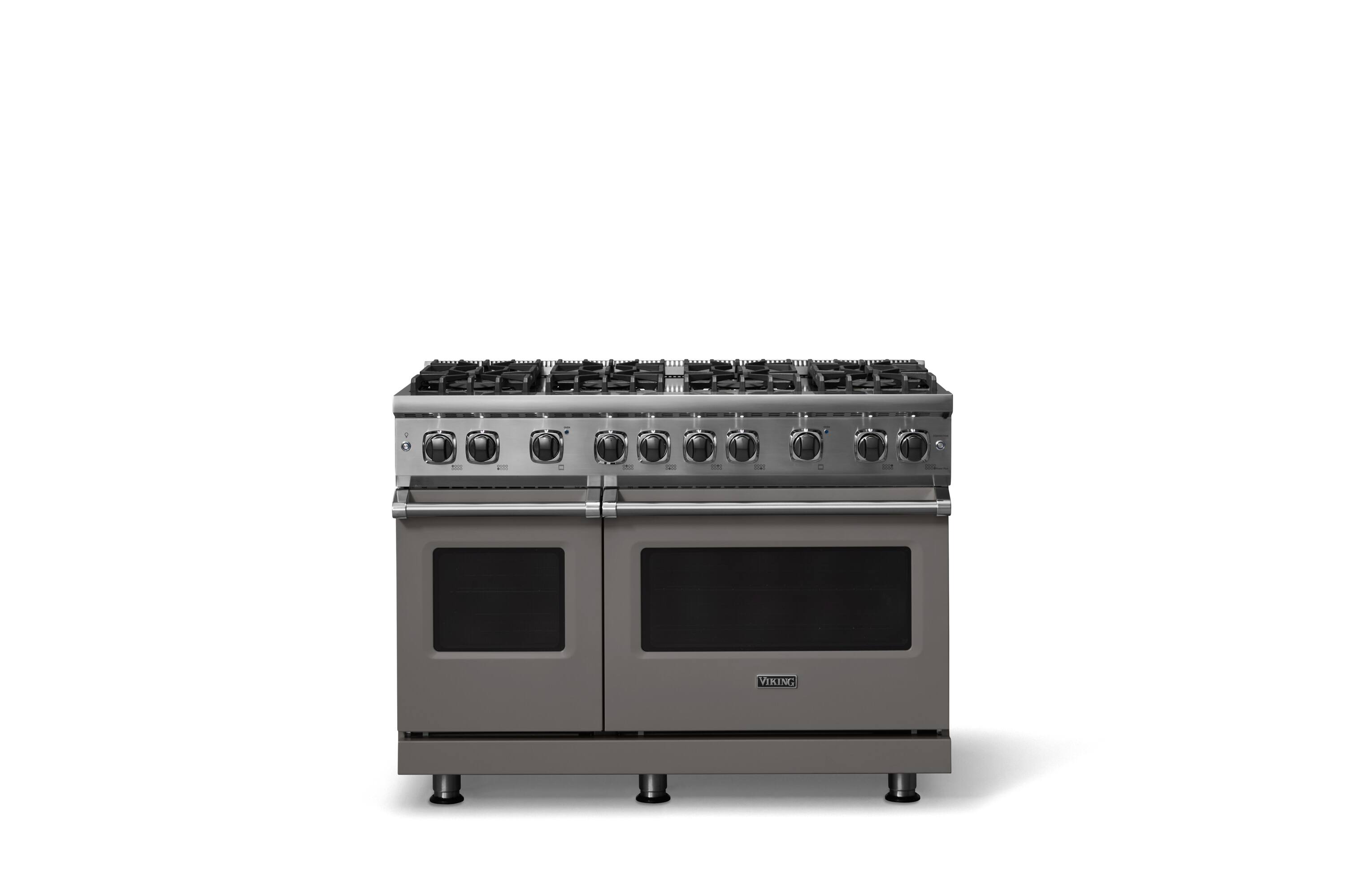 Alt View 1. Viking - 6.1 Cu. Ft. Professional 5 Series Freestanding Double Oven Gas Convection 8 Burner Range - Damascus Gray.