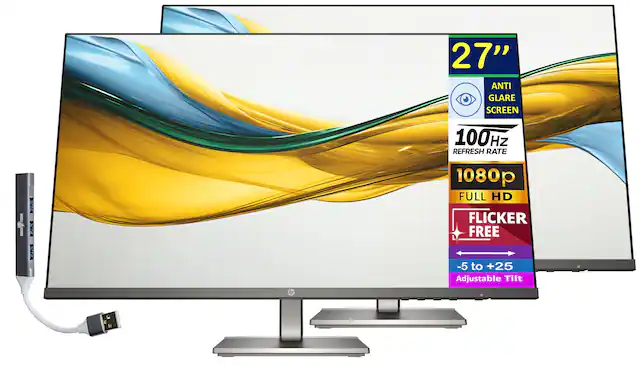 27" ANTI GLARE SCREEN
100Hz REFRESH RATE
1080p FULL HD
FLICKER FREE
-5 to +25 Adjustable Tilt