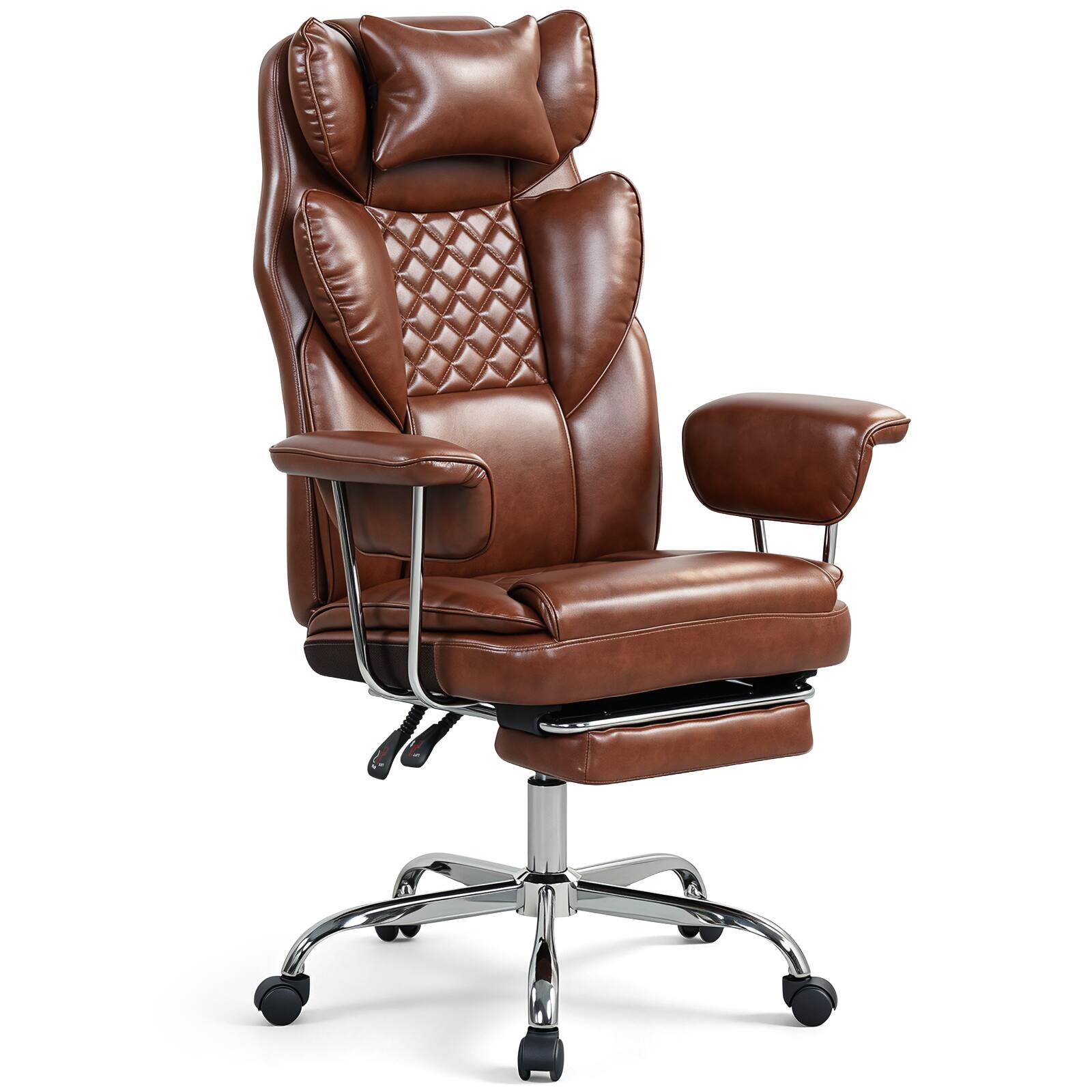 Alt View 9. Costway - Costway Big and Tall Executive Office Chair with Lumbar Support, Adjustable Seat Height - Brown.