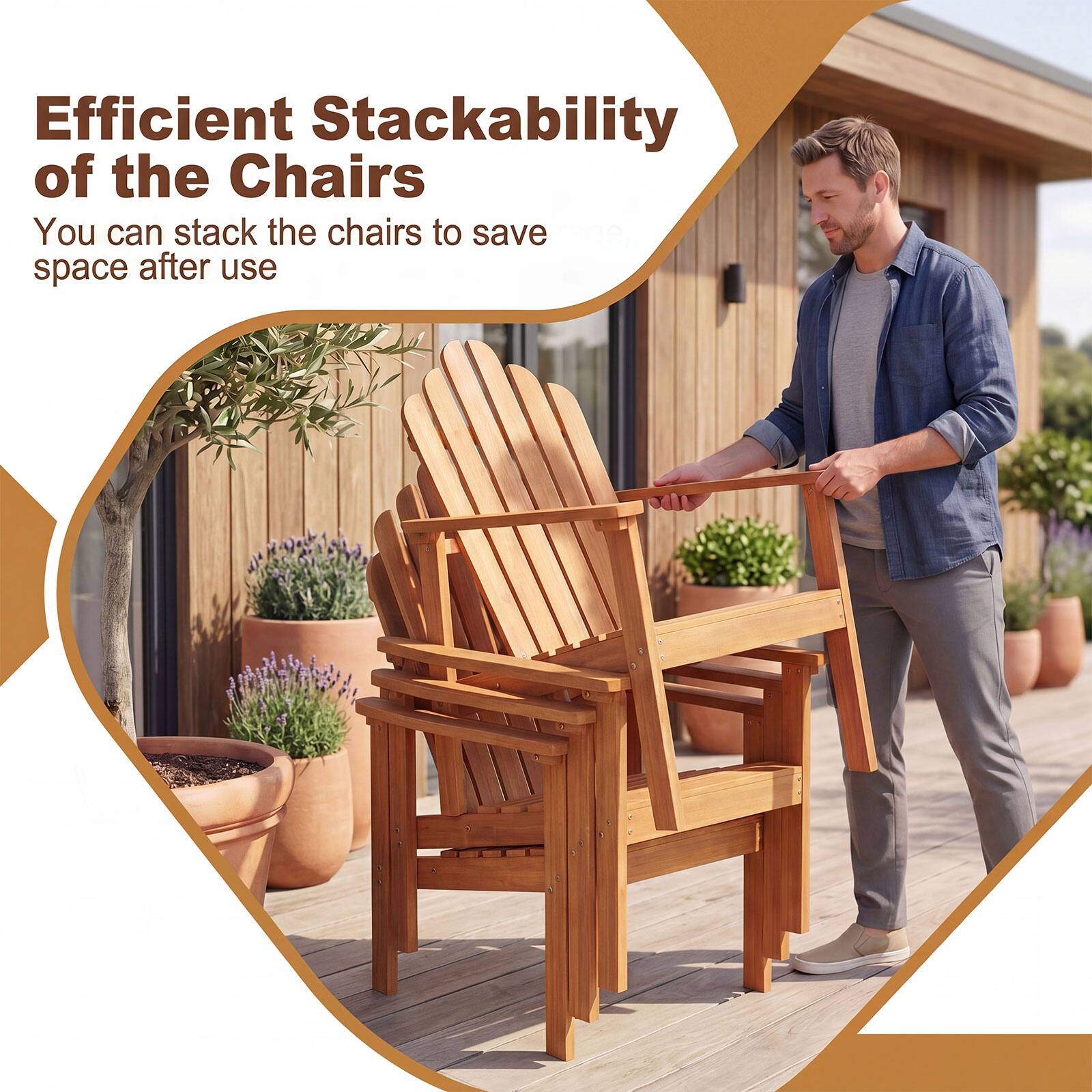 Efficient Stackability of the Chairs  
You can stack the chairs to save space after use