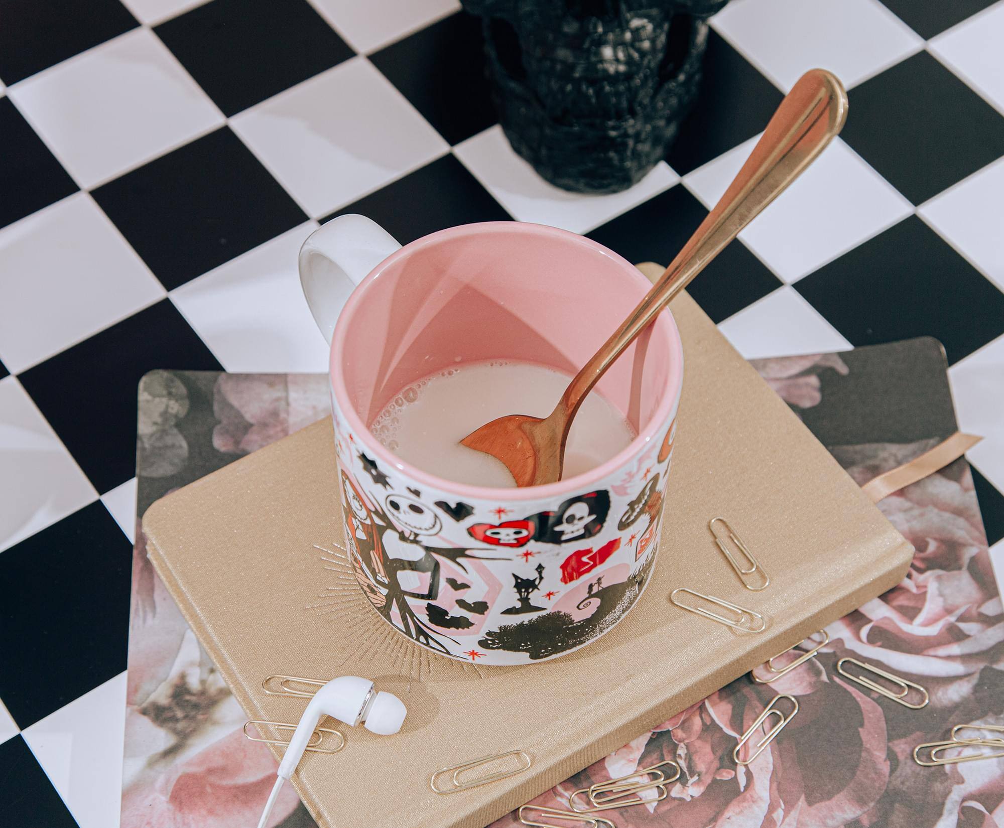 Alt View 4. Disney - Disney The Nightmare Before Christmas Valentine's Town Stackable Ceramic Mug - Red.