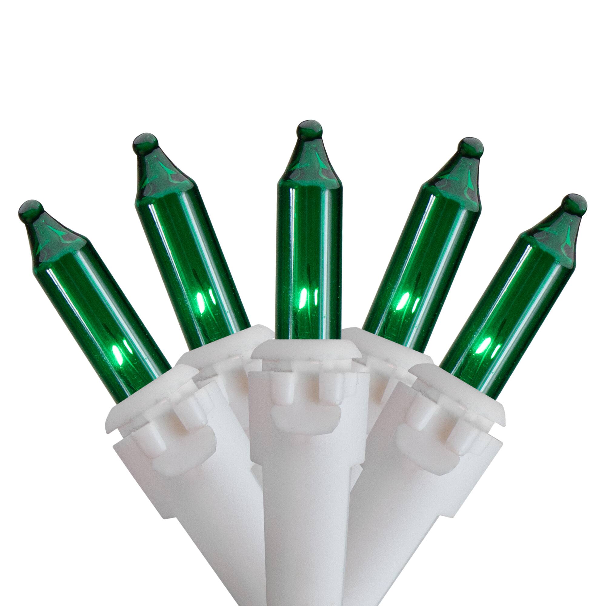Alt View 1. Northlight - Mini Incandescent Christmas Lights - Green - 10' White Wire - 50ct - Green.