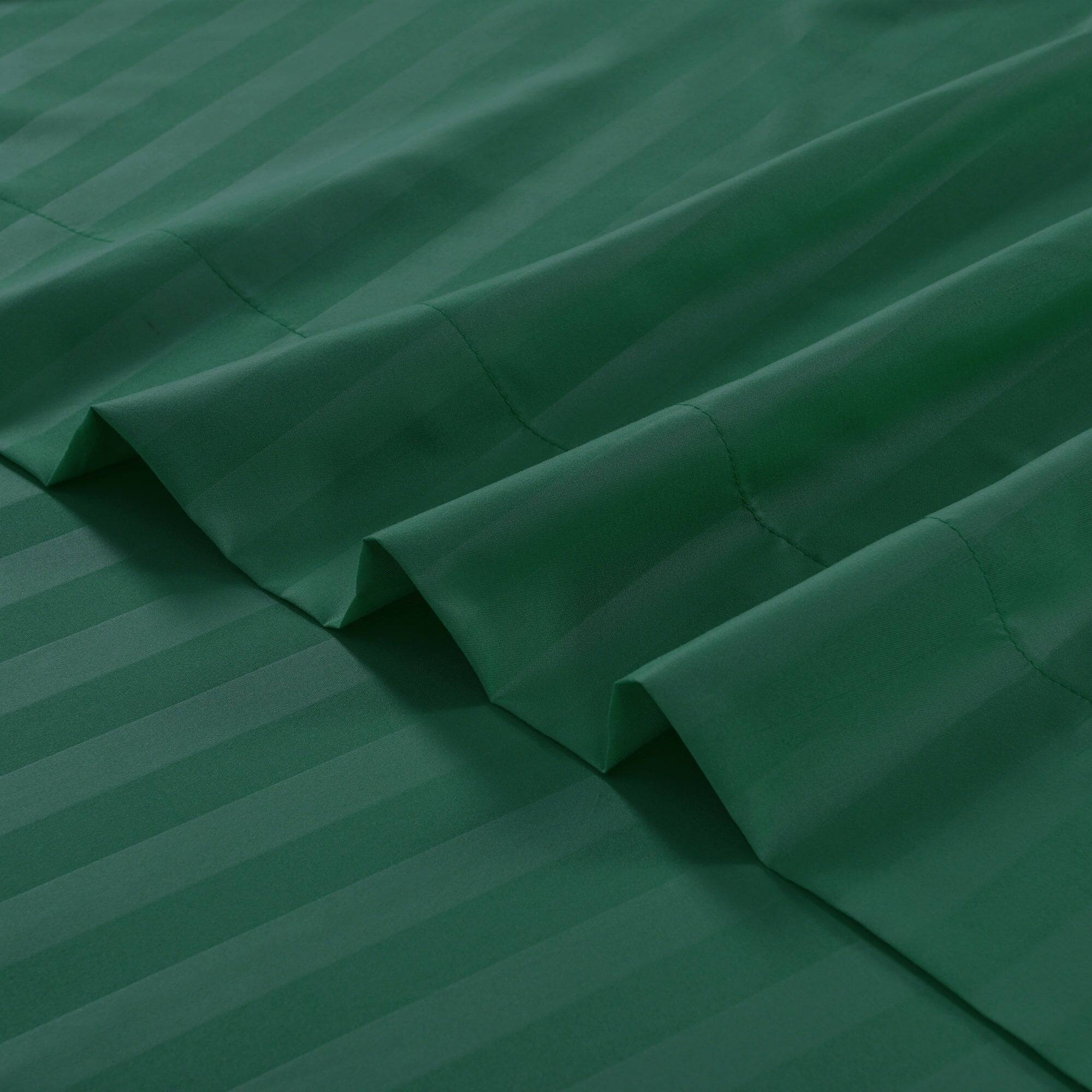 Left. MarCielo - Marcielo 4-Pieces Soft Striped Bed Sheets with 18 inches Deep Pocket - Green.