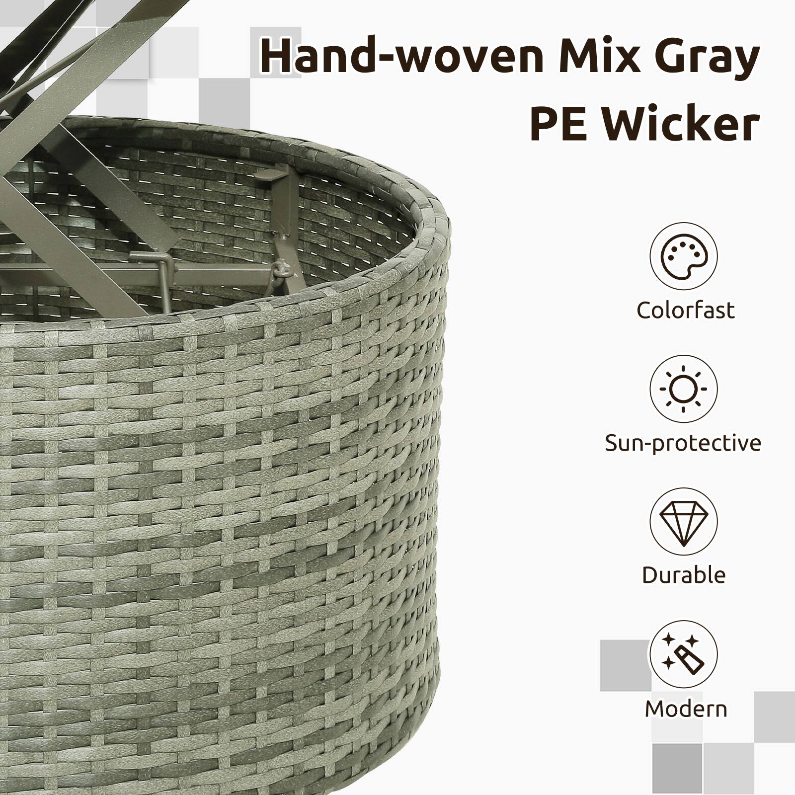 Hand-woven Mix Gray PE Wicker

- Colorfast
- Sun-protective
- Durable
- Modern