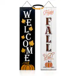 TX USA Corporation - Happy Fall Ya'll Welcome Porch Sign - Reversible - Multicolor