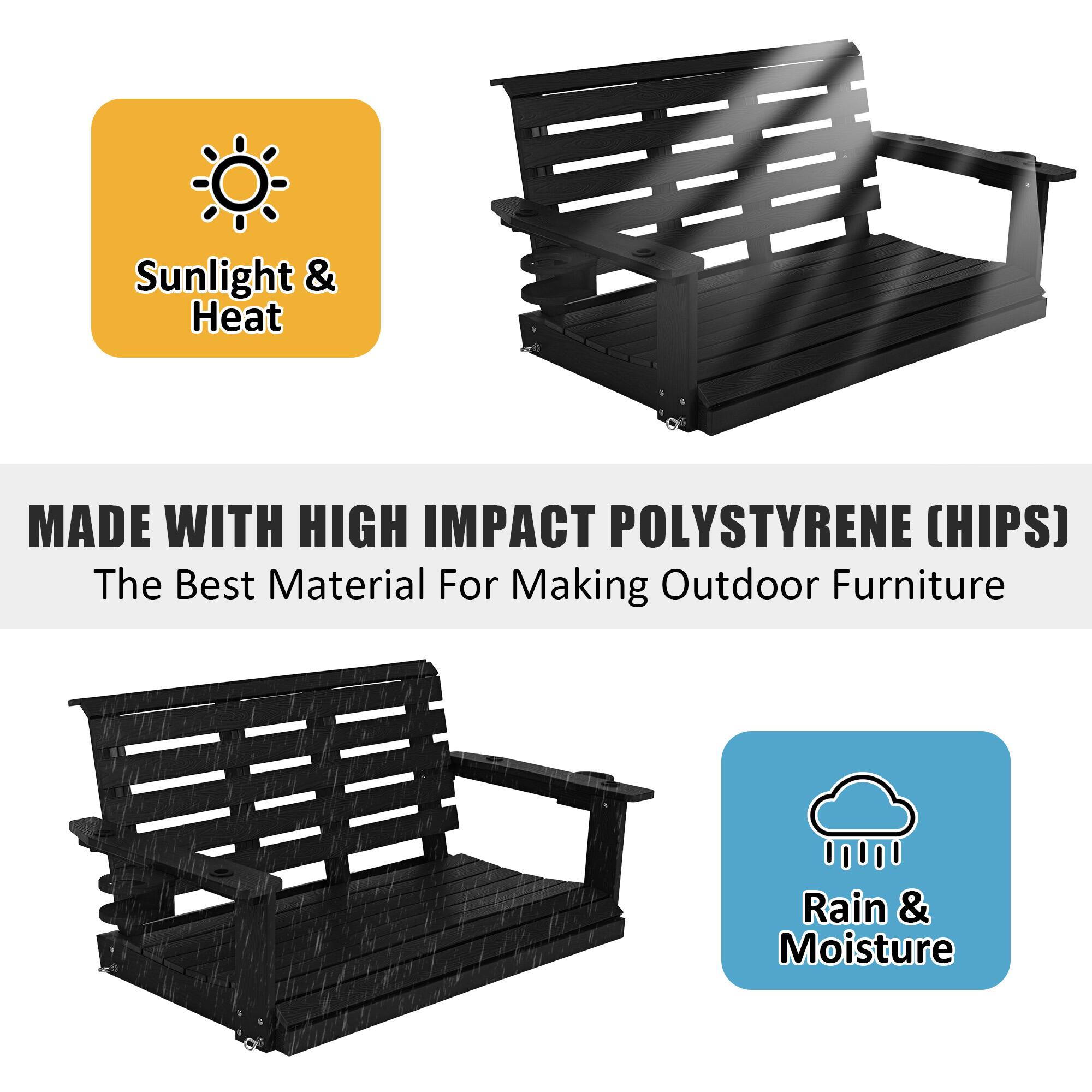 Sunlight & Heat

MADE WITH HIGH IMPACT POLYSTYRENE (HIPS)  
The Best Material For Making Outdoor Furniture

Rain & Moisture