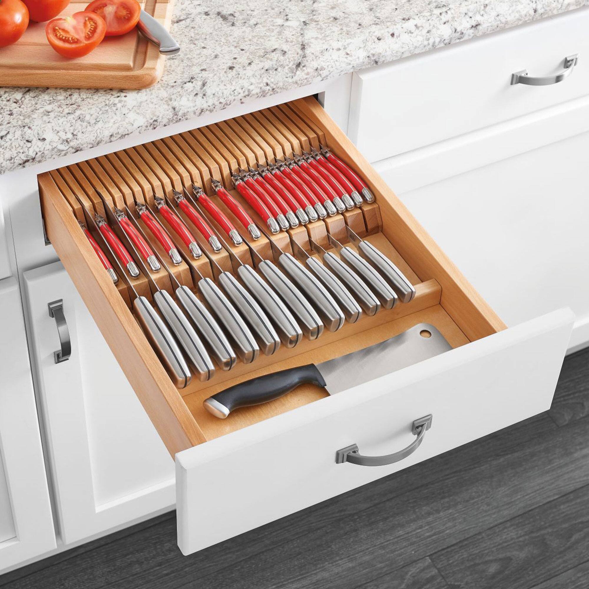 Alt View 4. Rev-A-Shelf - Rev-A-Shelf Dual Row Trimmable Knife Block Drawer Organizer Insert, 4WDKB-1 - Natural.