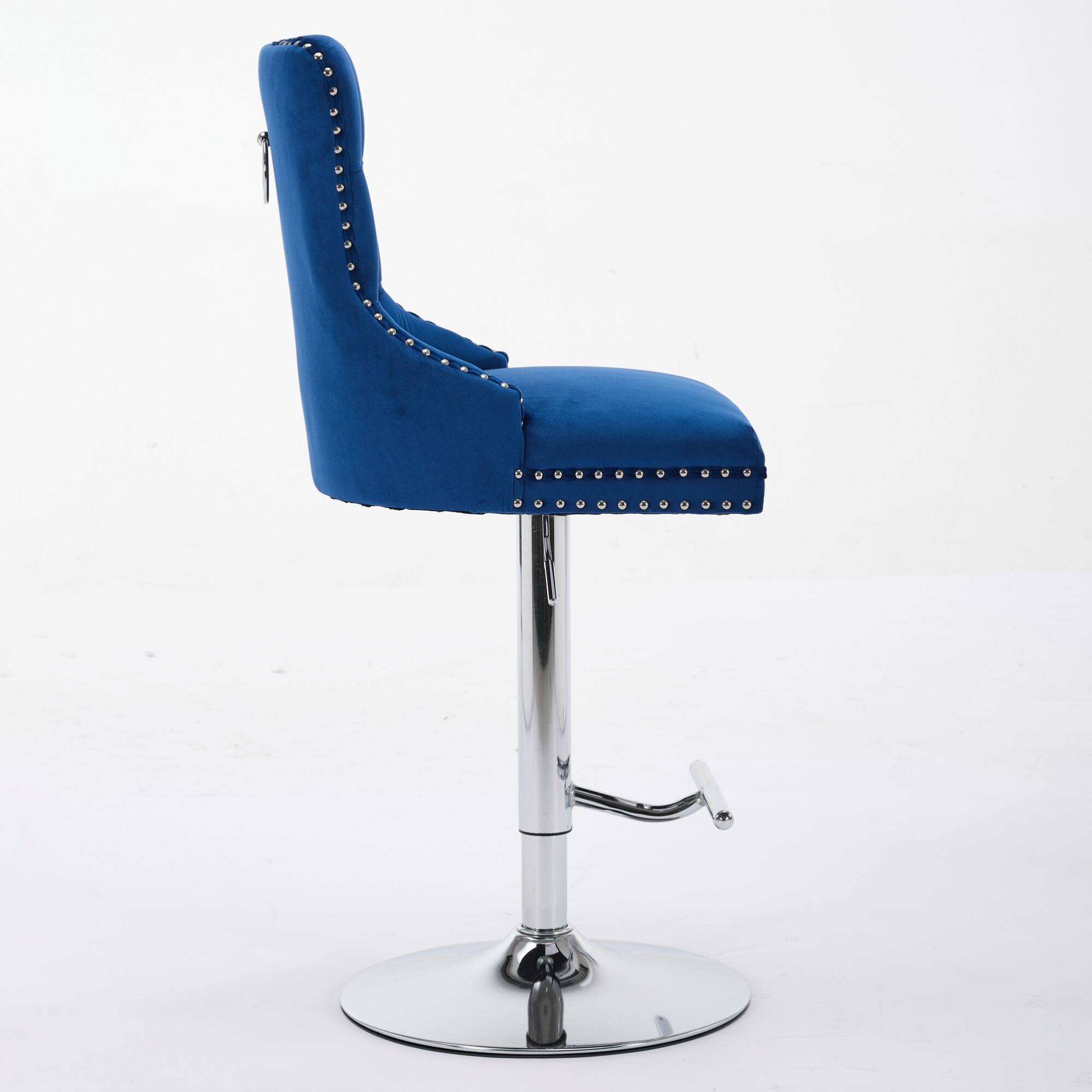 Alt View 1. GOODSILO - Adjustable Height Swivel Barstools with Velvet Upholstery and Chrome Base - Set of 2 for Home Bars and Kitchen Islands - Blue.