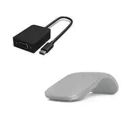 Microsoft - Surface Arc Touch Mouse Platinum + Surface USB-C to VGA Adapter Black - Bluetooth Connectivity - Ultra-slim - Wired - Unknown