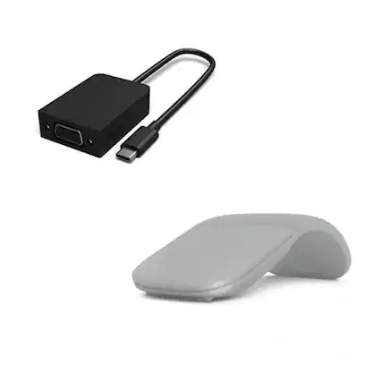 Front. Microsoft - Microsoft Surface Arc Touch Mouse Platinum + Surface USB-C to VGA Adapter Black - Bluetooth Connectivity - Ultra-slim & - Unknown.