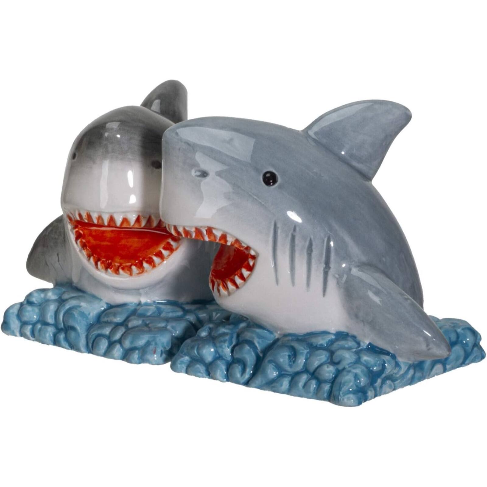 Alt View 1. Pacific Trading - Shark Jaws King of the Ocean Ceramic Salt and Pepper Shakers Set - Grey.