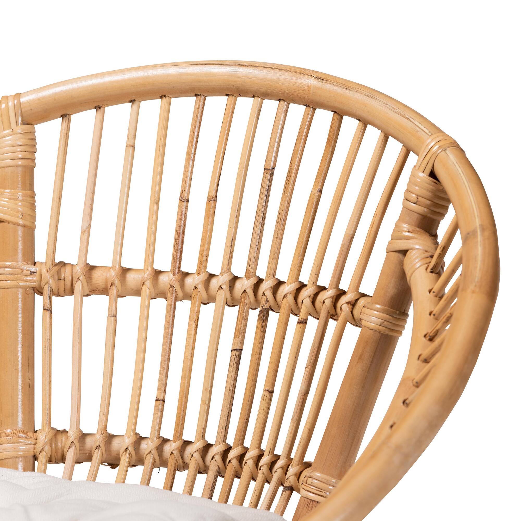 Alt View 1. bali & pari - Adrina Modern Bohemian Rattan Dining Chair - White/Natural Brown.