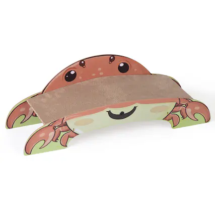 Front. Boyel Living - Colorful Painted CrabShaped Cat Scratcher Bed Lounger Durable Curved Corrugated Cardboard Scratch Pad for Indoor Cats - Brown.