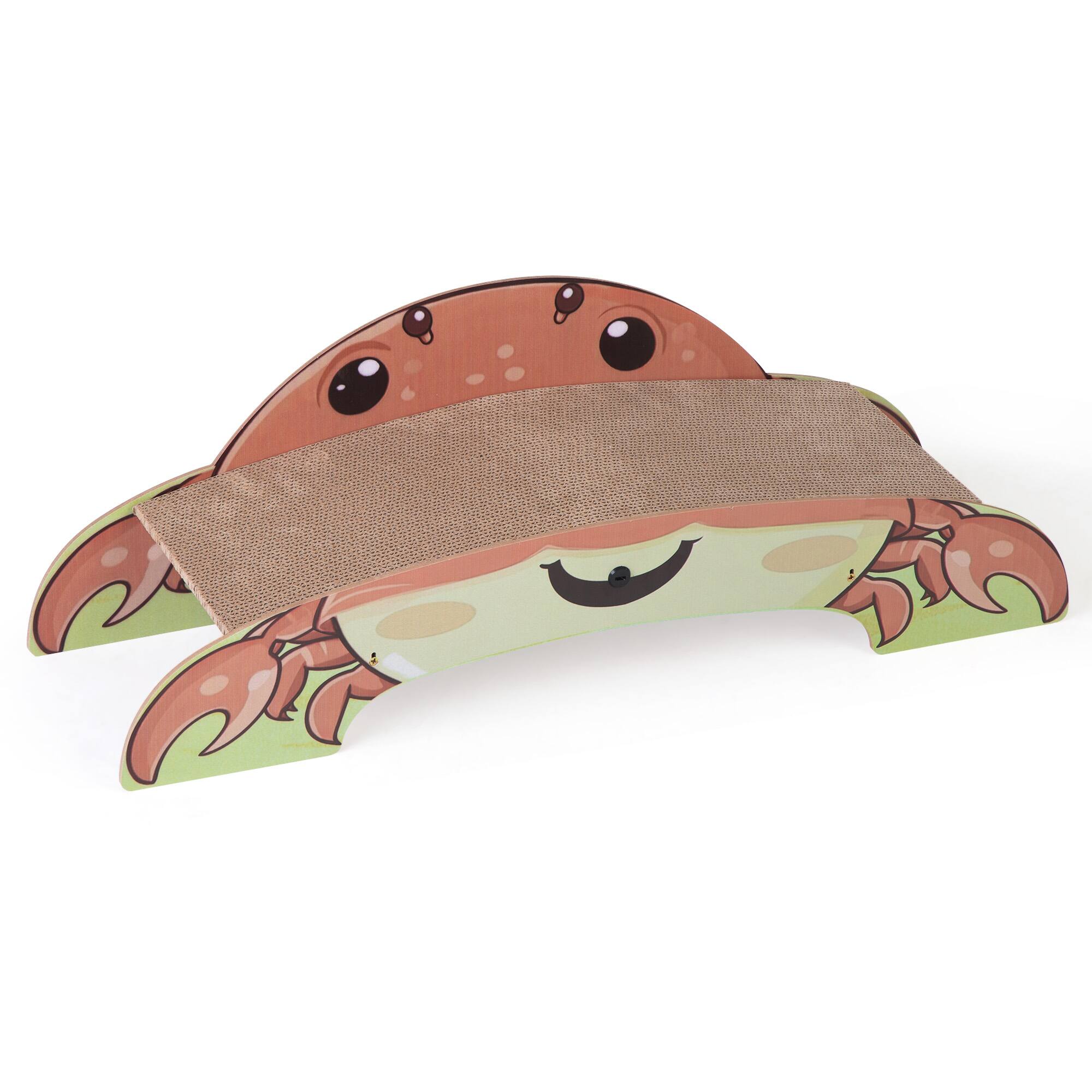 Front. Boyel Living - Colorful Painted CrabShaped Cat Scratcher Bed Lounger Durable Curved Corrugated Cardboard Scratch Pad for Indoor Cats - Brown.