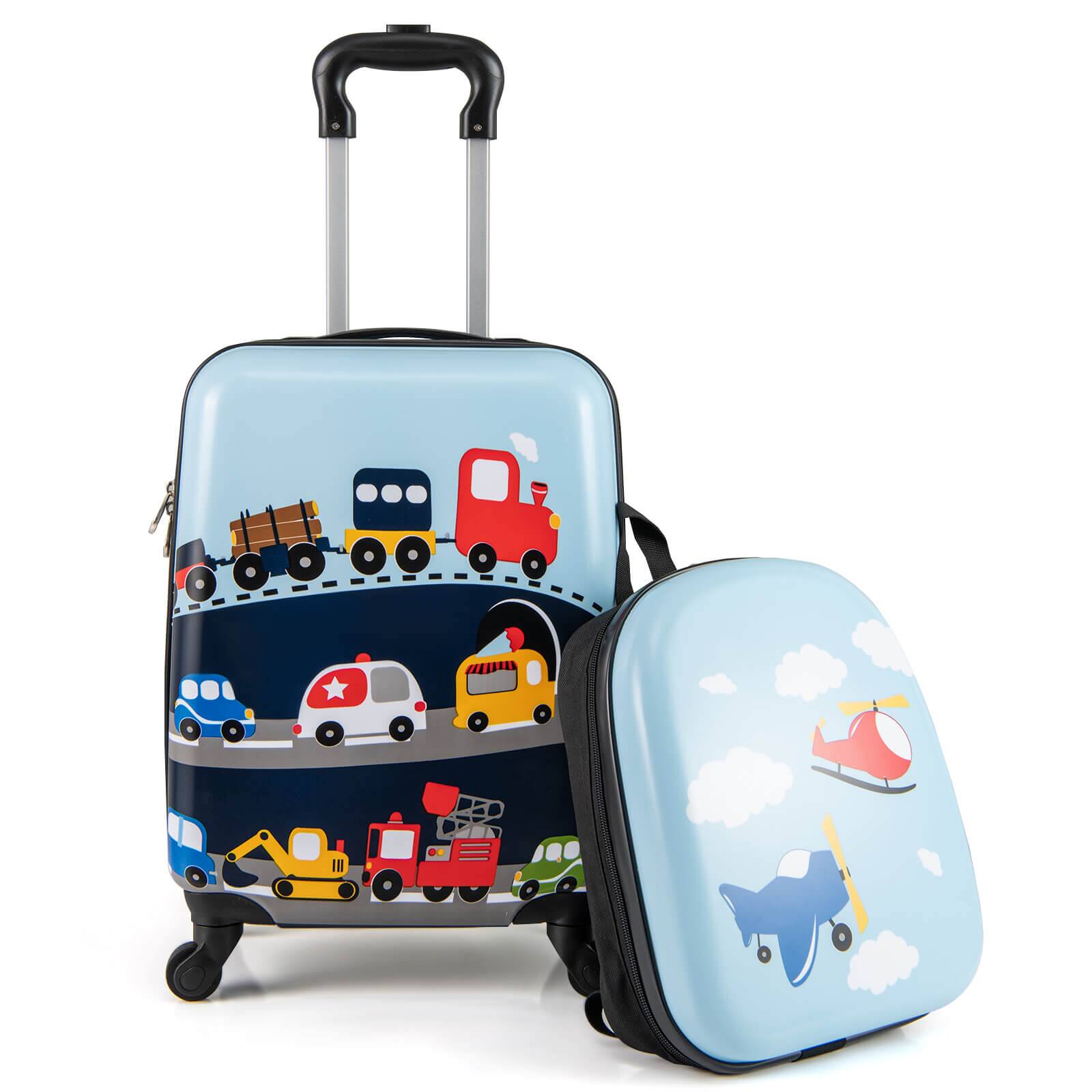 Alt View 9. Costway - Costway 16" Carry-on Suitcase & 13" Backpack with 4 Spinner Wheels & Telescopic Handle With car pattern - Multicolor.