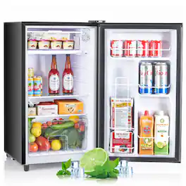 Sweet - Compact Mini Fridge with Freezer, 3.2 Cu.Ft Small Refrigerator - Black