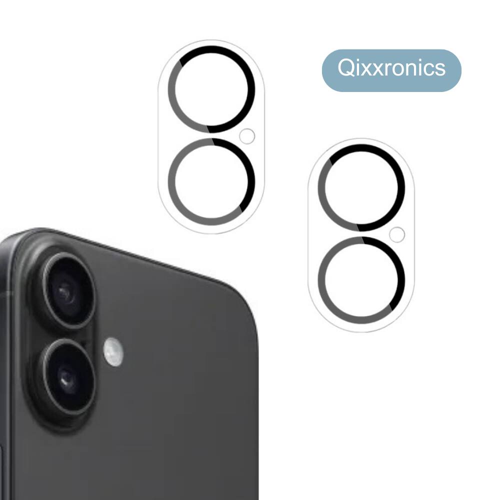 Alt View 1. Qixxronics - 2 Pack Camera Lens Protector Compatible with iPhone 16 [Night Circle] Tempered Glass Lens Cover for iPhone 16 - Clear.