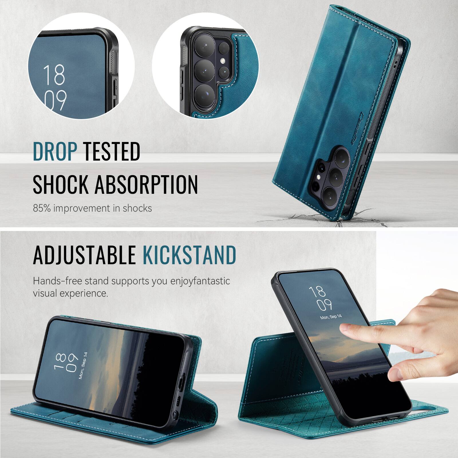 18 09 DROP TESTED SHOCK ABSORPTION  
85% improvement in shocks  

Casaia ADJUSTABLE KICKSTAND  
Hands-free stand supports you enjoy fantastic visual experience.  

18 09 ton. Sep 14 Mon Sep 16 14 18 1 09 I Mon