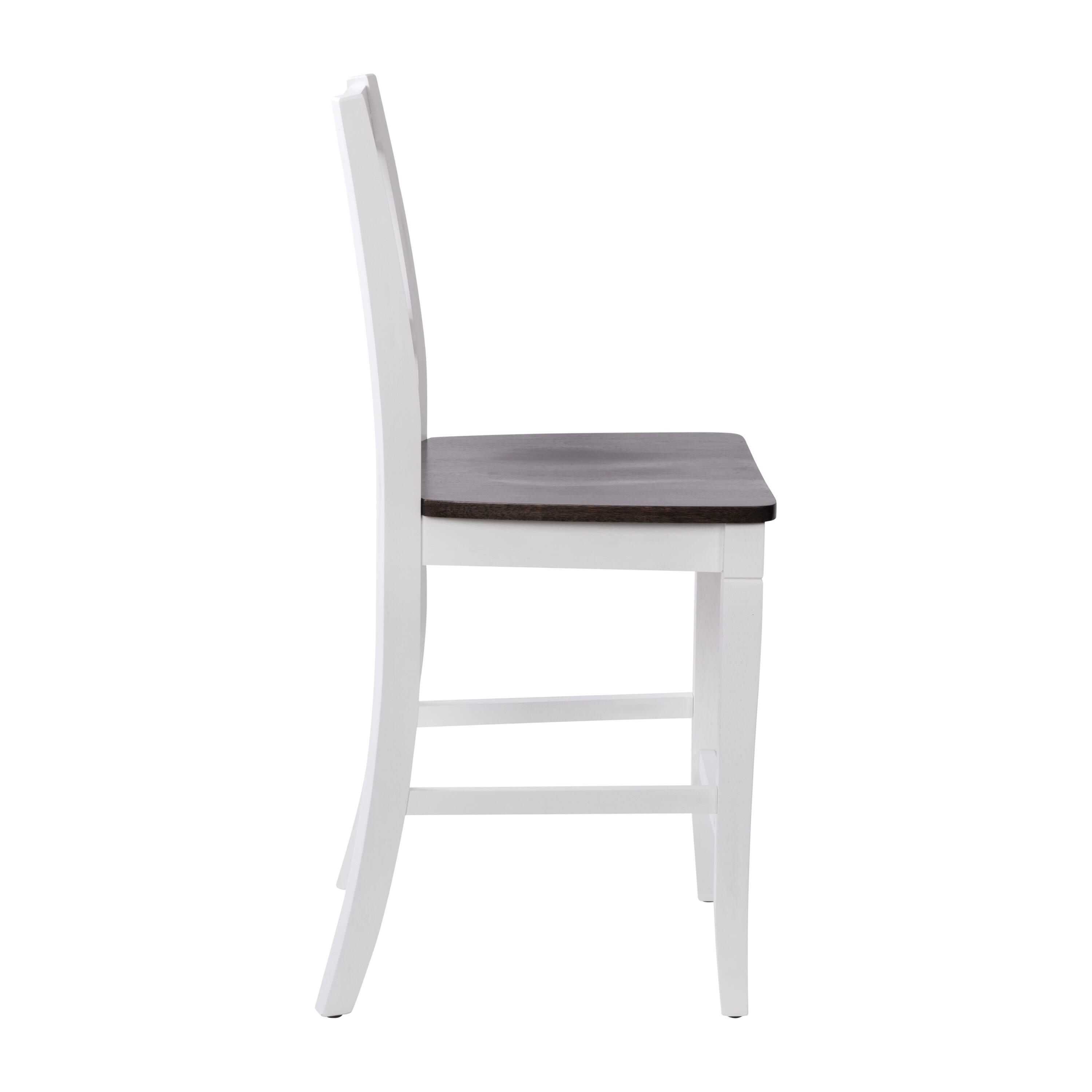 Alt View 9. Emma + Oliver - Lara Set of 2 Wooden Modern Farmhouse Bar Height Dining Stool with Decorative Carved Backrest and Wood Seat - White Wash.