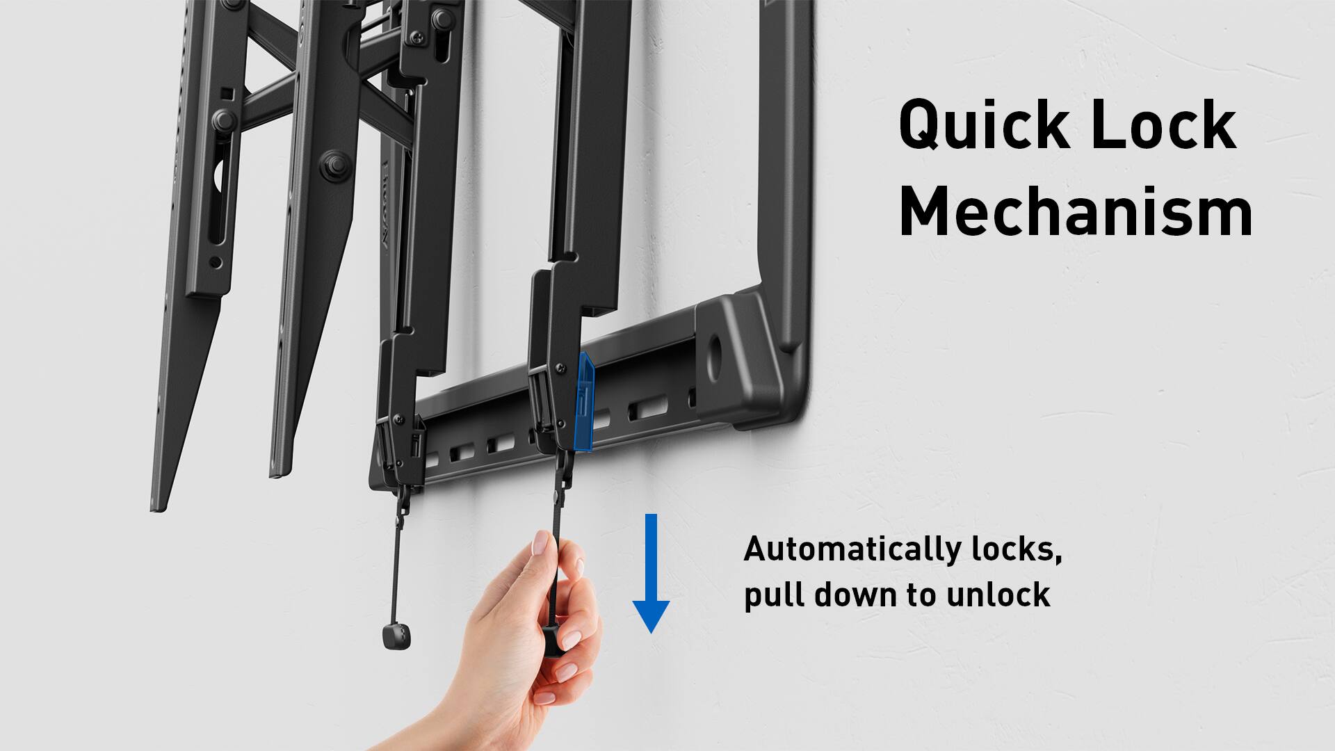 Quick Lock Mechanism

Automatically locks, pull down to unlock