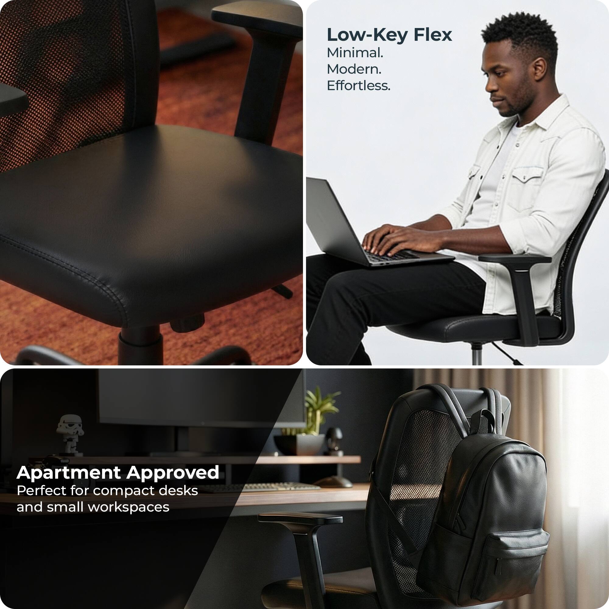 Low-Key Flex  
Minimal. Modern. Effortless.  

Apartment Approved  
Perfect for compact desks and small workspaces