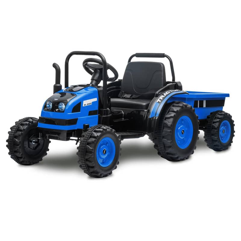 Jojoka - Kids Ride On Tractor with Trailer, 12V Battery Powered Electric Tractor with Remote Control