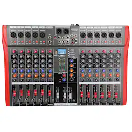 5 CORE - Audio Mixer 12 Channel DJ Soundboard USB Interface Bluetooth Mixing Console w Repeat Delay +48V
