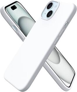 Ornarto - Compatible with iPhone 15 Case 6.1", Slim Liquid Silicone 3 Layers Full Covered Protective Cover - White